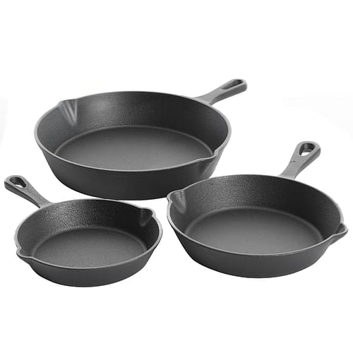 Gibson Home Brickstone 3 Piece Pre-Seasoned Cast Iron Skillet Set in