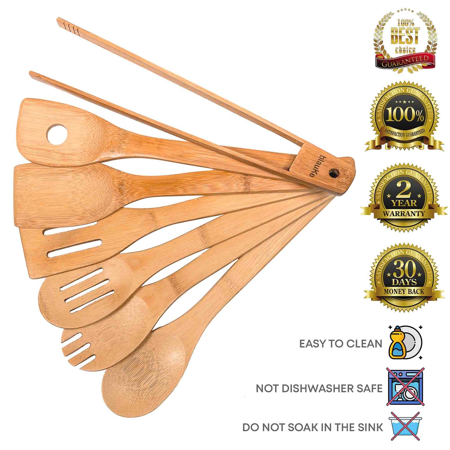 Bamboo Kitchen Utensils - 7-Pack