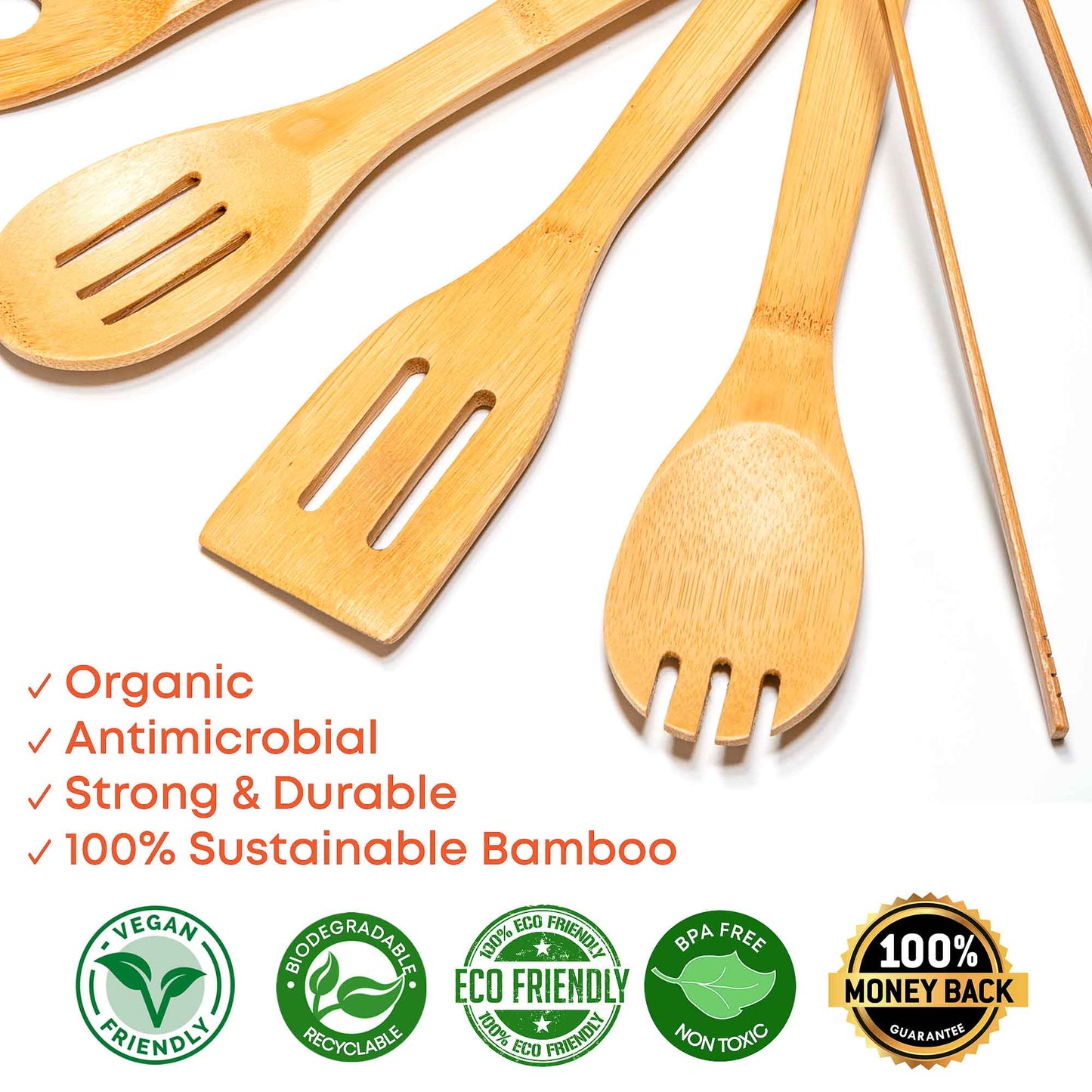 Bamboo Kitchen Utensils - 7-Pack
