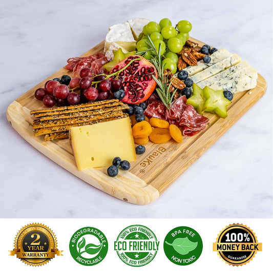 Large Wood Cutting Board for Kitchen 14x11" - Bamboo Chopping Board