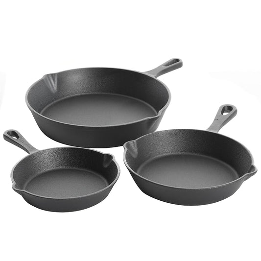 Gibson Home Brickstone 3 Piece Pre-Seasoned Cast Iron Skillet Set in