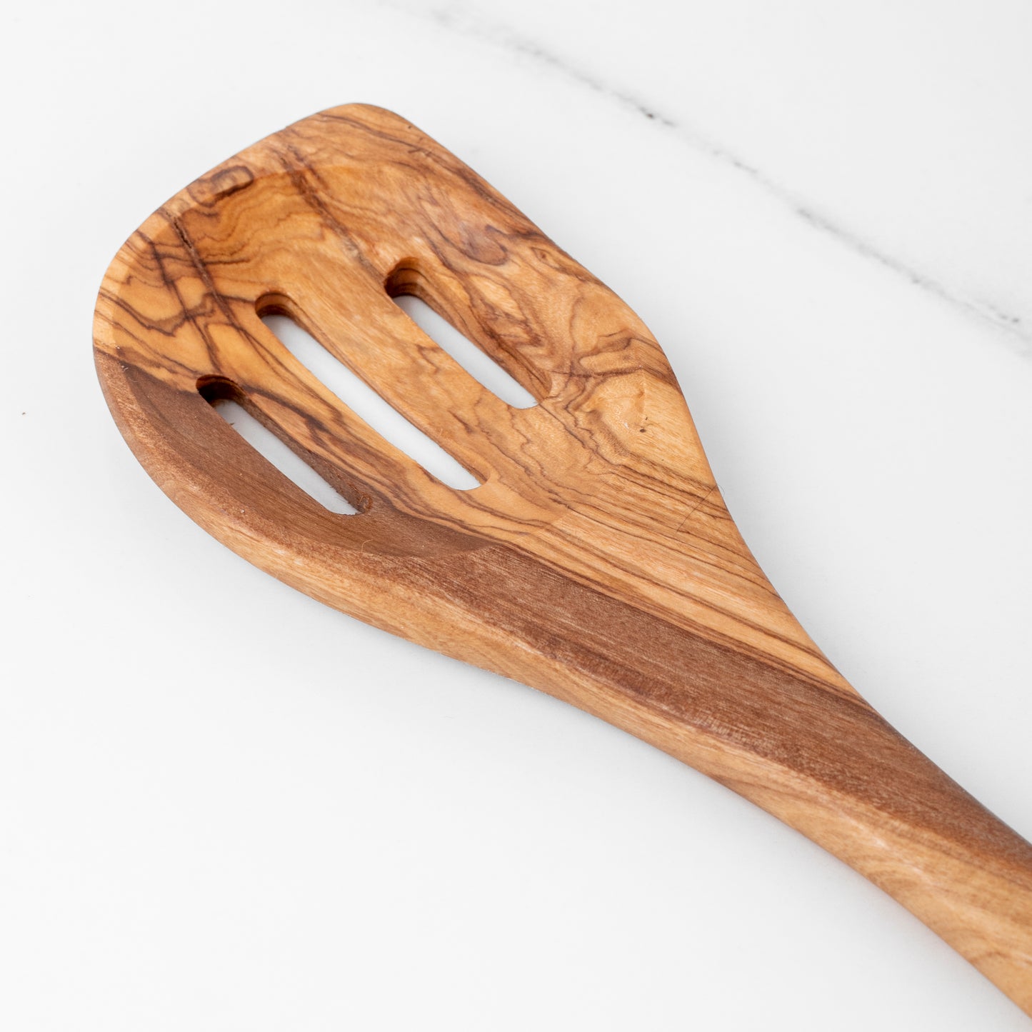 11.8" (30cm) Olive Wood Slotted Spatula, Handmade